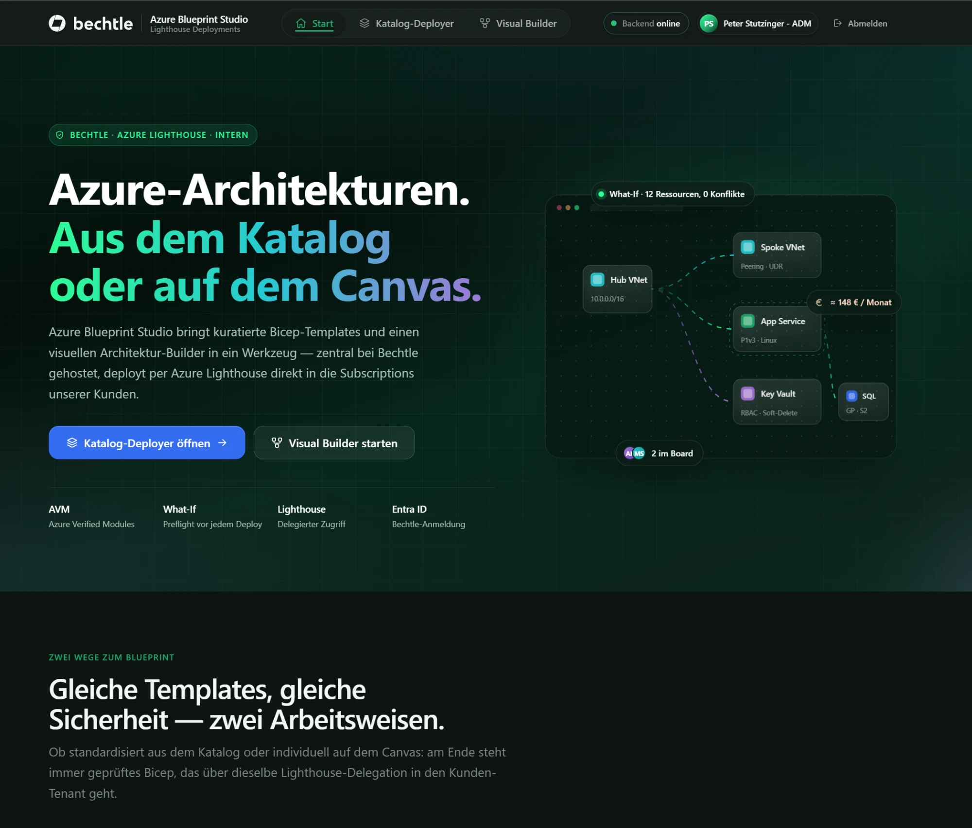 Startseite von Azure Blueprint Studio